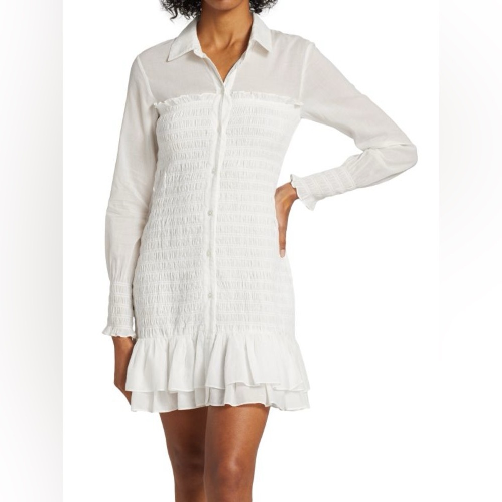 Veronica Bears Kelsey Smocked Cotton Shirt Dress - Size 4